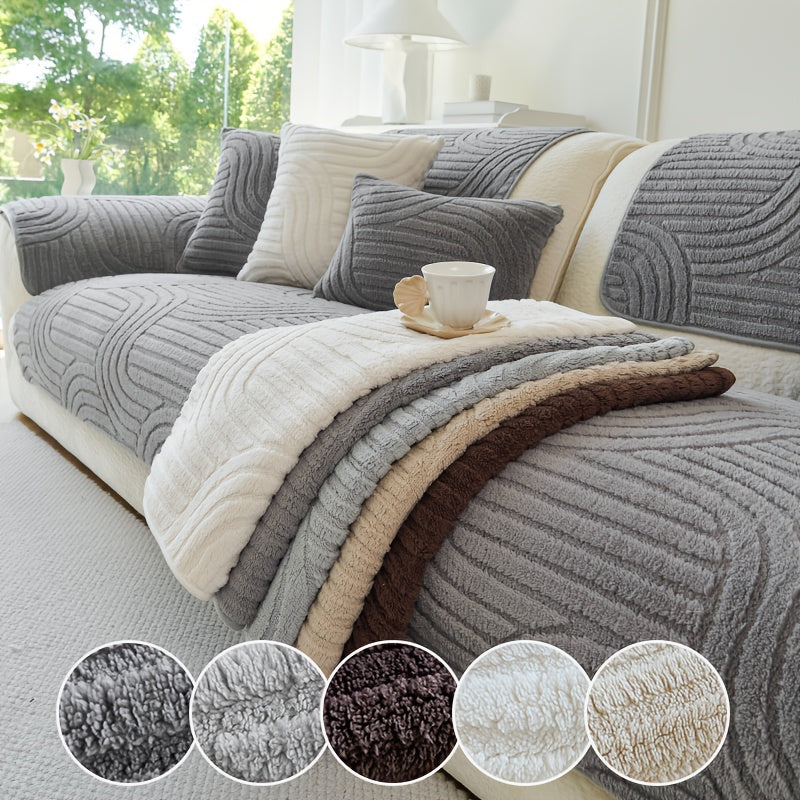 Single Thick Plush Cushion for Sofas, Featuring a Easy And Modern Design, Ideal for Year-Round Use, Providing Warmth During Winter, Made from Comfortable And Pet-Friendly Material, Serves As a Sofa Protector, And Is Suitable for Bedroom, Office