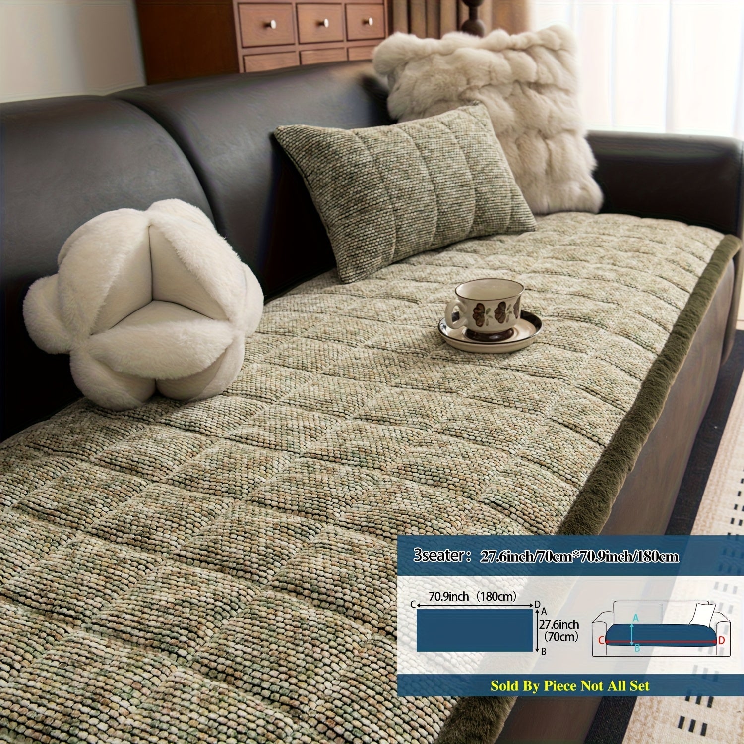 1pc Retro Plaid Thick Chenille Sofa Cushion, Multi-color Optional, Non-slip, Wear-resistant, Skin-friendly And Breathable, to Create A Retro High-end Comfortable Corner for The Living Room