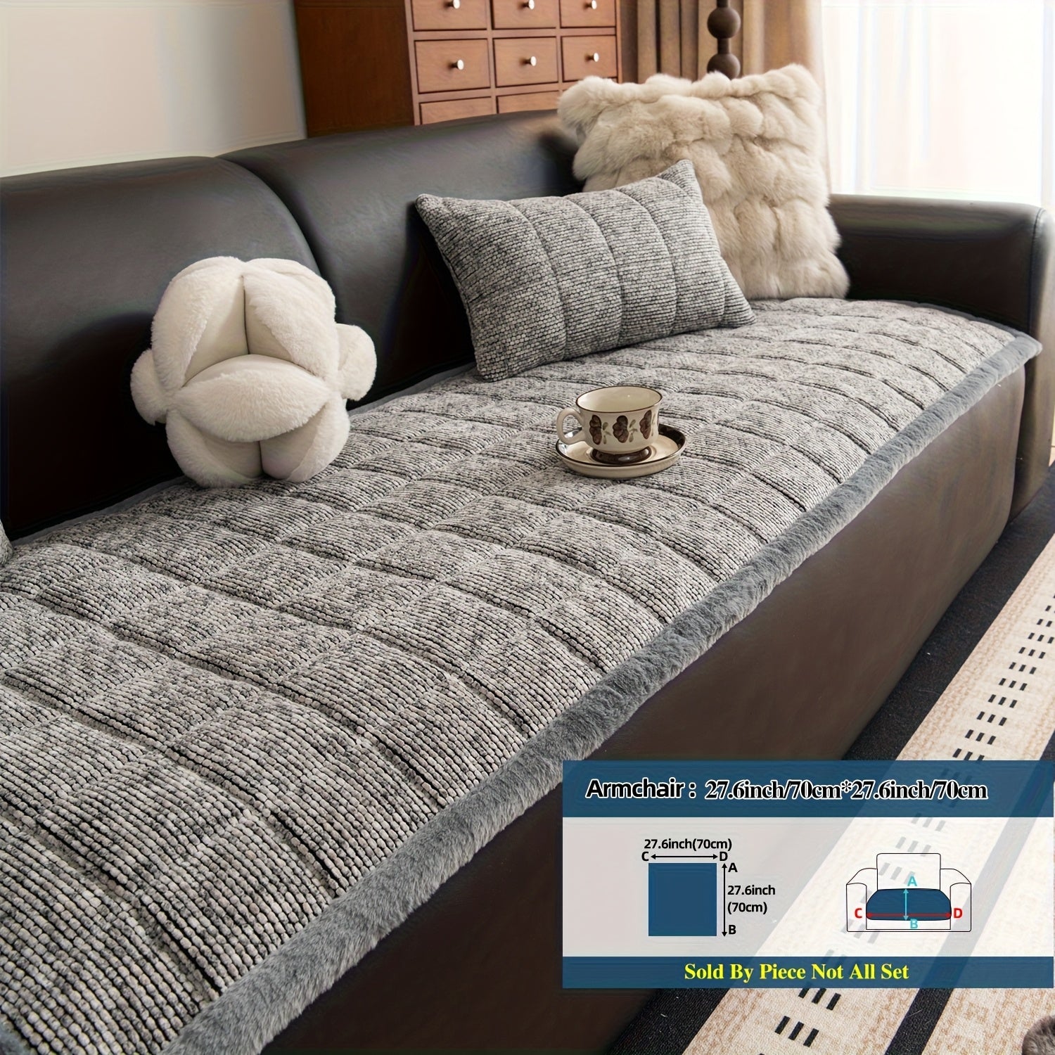 1pc Retro Plaid Thick Chenille Sofa Cushion, Multi-color Optional, Non-slip, Wear-resistant, Skin-friendly And Breathable, to Create A Retro High-end Comfortable Corner for The Living Room