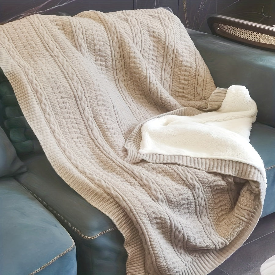 1 Thickened Warm Double-Layer Blanket Sofa Cover, Suitable for Camping and Travel, Office