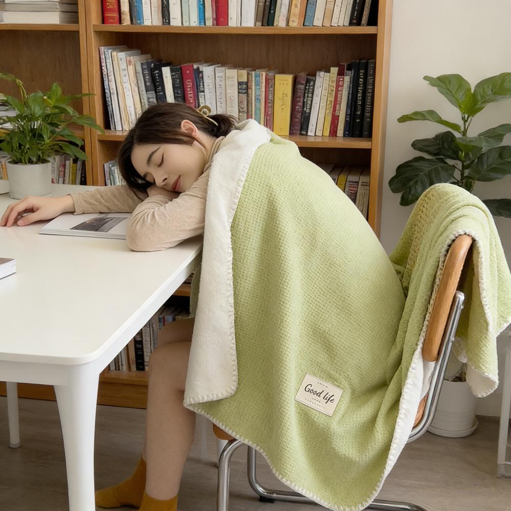 1pc\u002F 2pcs Double-Layer Waffle Fleece Blanket, Ultra Soft Skin-Friendly Cozy Warm Winter Throw, Fluffy Solid Color Blanket for Home