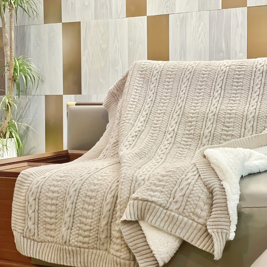 1 Thickened Warm Double-Layer Blanket Sofa Cover, Suitable for Camping and Travel, Office