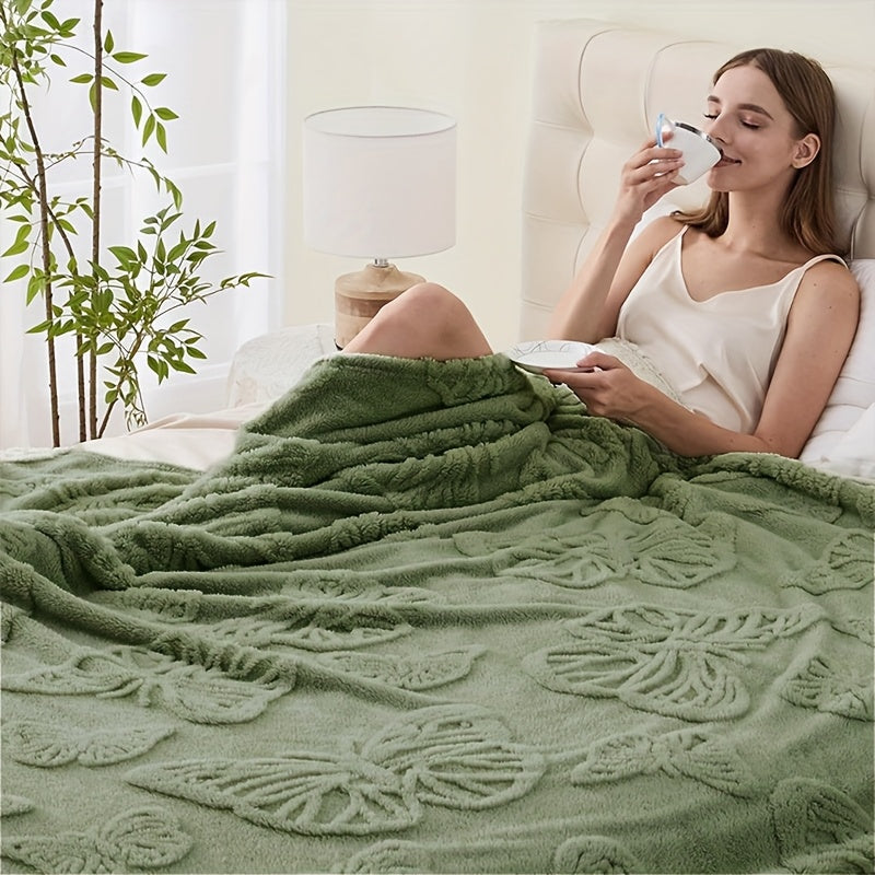 1pc 3D Butterfly Tufted Blanket, Spring And Summer Flannel Fleece Blanket, Bed, Lunch Nap, Couch, Air Conditioning & Office Blanket | Perfect Gift for Women, Men | Available All Seasons | Machine Washable