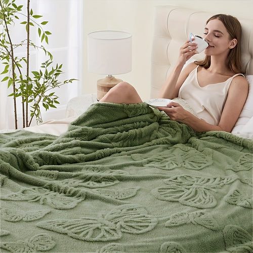1pc 3D Butterfly Tufted Blanket, Spring And Summer Flannel Fleece Blanket, Bed, Lunch Nap, Couch, Air Conditioning & Office Blanket | Perfect Gift for Women, Men | Available All Seasons | Machine Washable