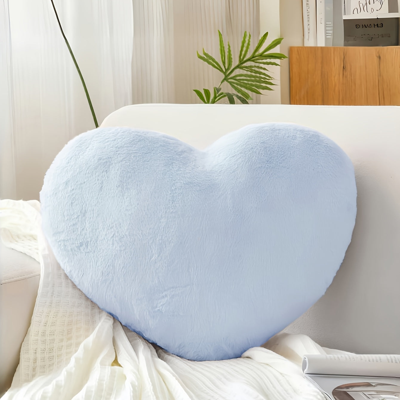 Soft Pink Heart-Shaped Faux Fleece Pillow | Machine Washable Polyester for Indoor, Ideal Valentine Day Gift for Both Men And Women