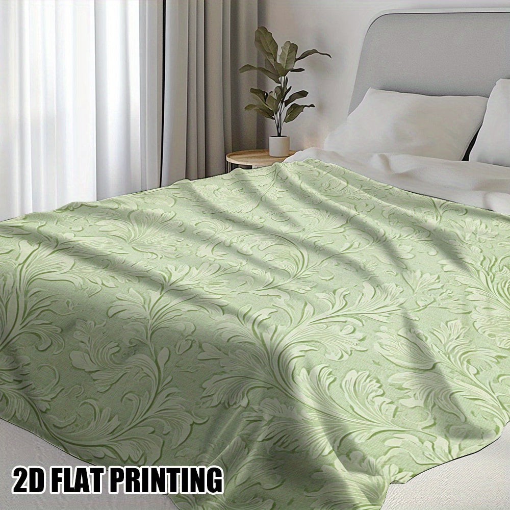1pc a Vintage Floral Throw Blanket Featuring an Elegant Mint Green Design, Made from Ultra-Soft Flannel. This Decorative Cover Is Perfect for Couches And Beds, Making It a Luxurious Gift for Any Season