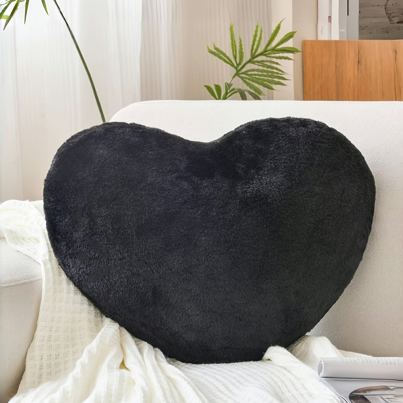 Soft Pink Heart-Shaped Faux Fleece Pillow | Machine Washable Polyester for Indoor, Ideal Valentine Day Gift for Both Men And Women