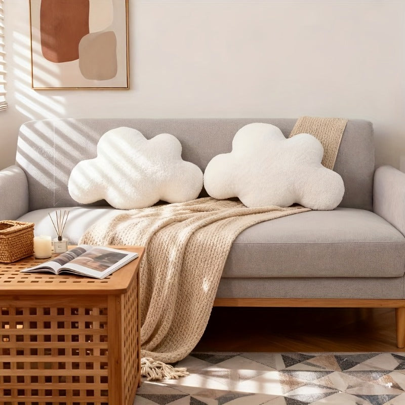 White Cloud-Shaped Decorative Cushion Pillow - Suitable for Christmas Bedspread & Sofa Accent, Machine Washable Cloud Pillow with Neutral, - or Decor, Cloud-Shaped Cushion for Modern Minimalist Style