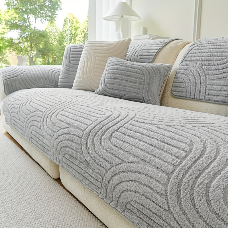 Single Thick Plush Cushion for Sofas, Featuring a Easy And Modern Design, Ideal for Year-Round Use, Providing Warmth During Winter, Made from Comfortable And Pet-Friendly Material, Serves As a Sofa Protector, And Is Suitable for Bedroom, Office