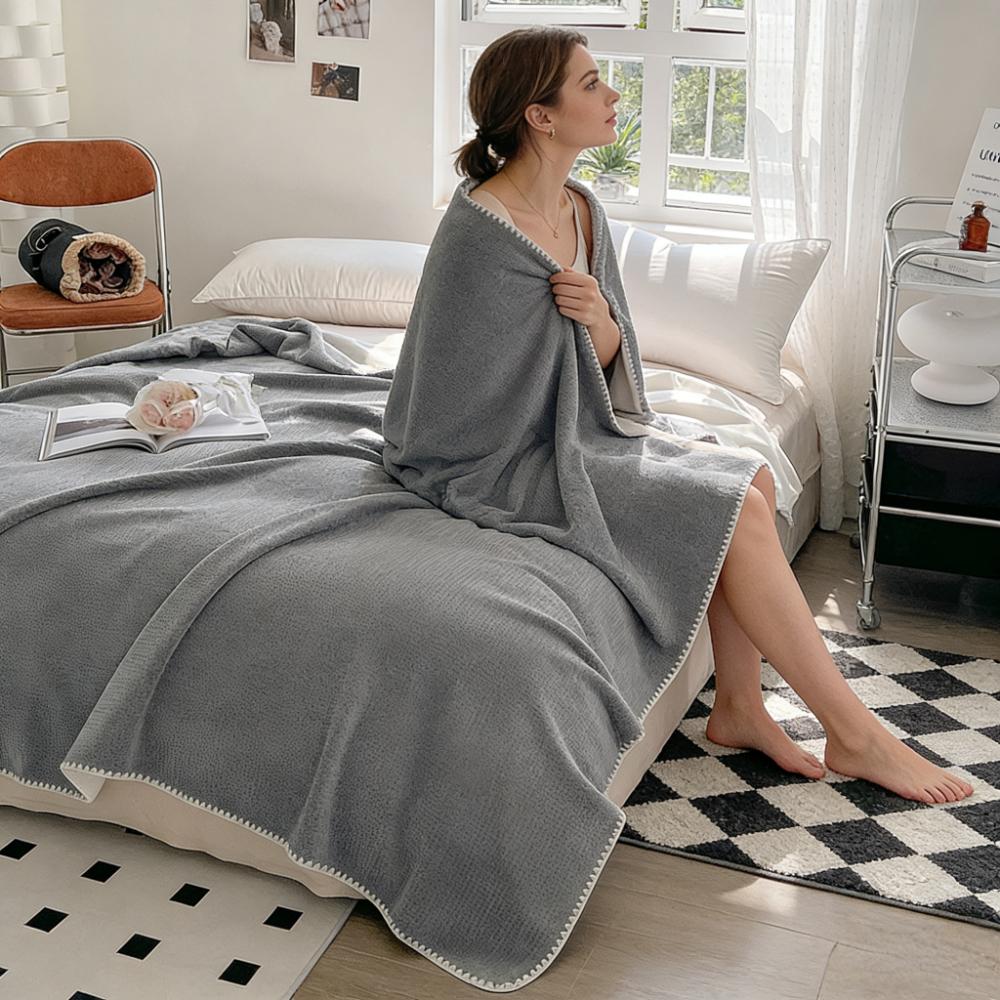 1pc\u002F 2pcs Double-Layer Waffle Fleece Blanket, Ultra Soft Skin-Friendly Cozy Warm Winter Throw, Fluffy Solid Color Blanket for Home