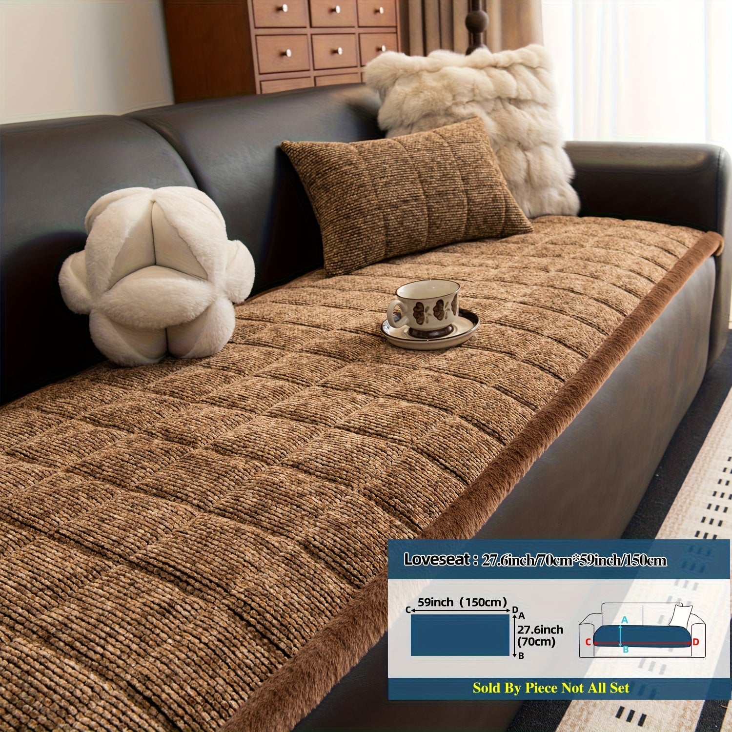 1pc Retro Plaid Thick Chenille Sofa Cushion, Multi-color Optional, Non-slip, Wear-resistant, Skin-friendly And Breathable, to Create A Retro High-end Comfortable Corner for The Living Room