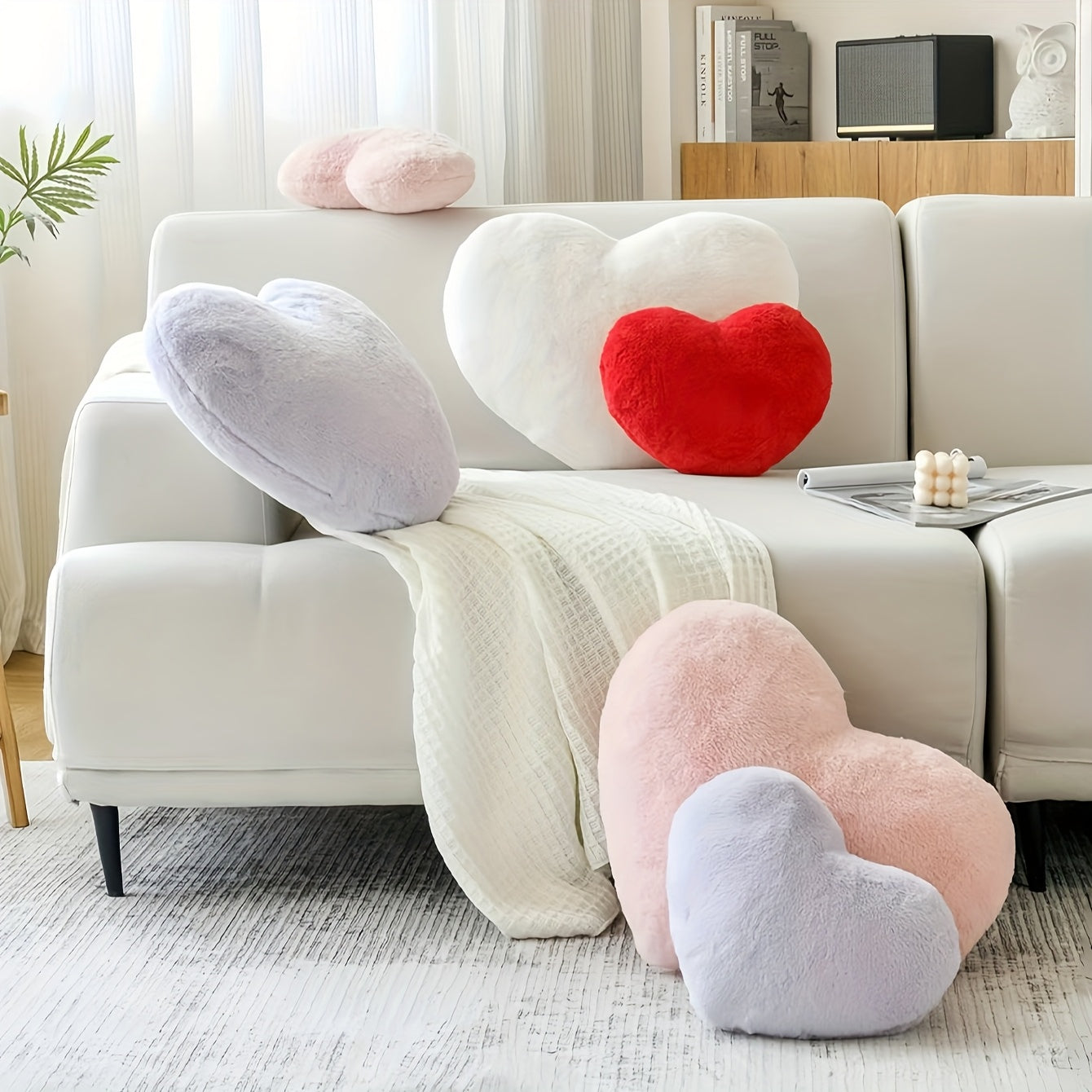 Soft Pink Heart-Shaped Faux Fleece Pillow | Machine Washable Polyester for Indoor, Ideal Valentine Day Gift for Both Men And Women