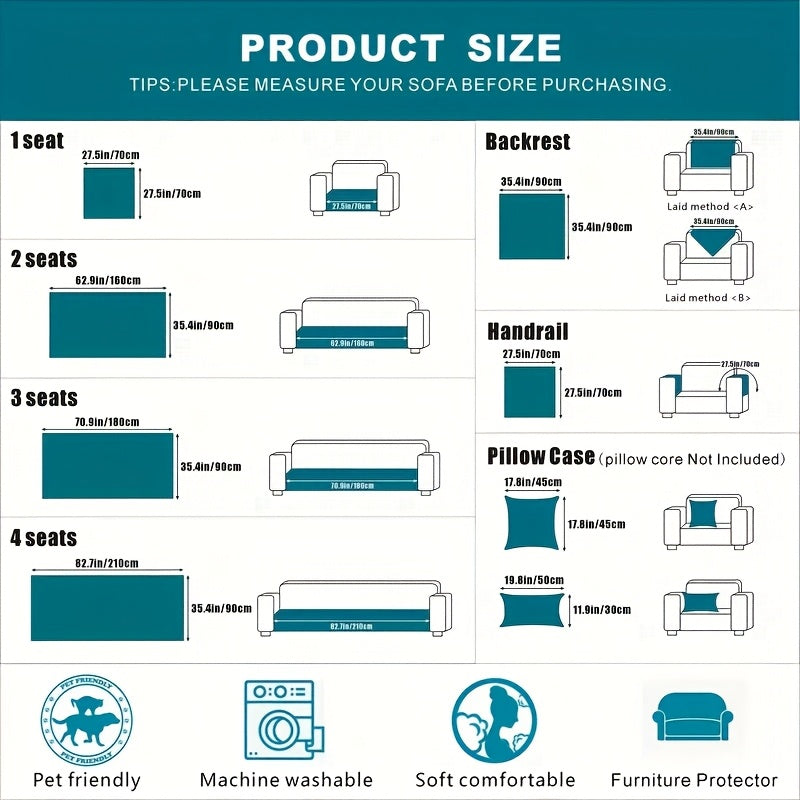 2pcs Non-Slip Sofa Cushion, Layered Polyester Thickened Sofa Cover, Pet-Friendly Warm Seat Pad for Autumn\u002FWinter Season, Home Decor, Suitable for 1\u002F2\u002F3\u002F4-Seater Sofas in Living Room, Dining Area, or Office