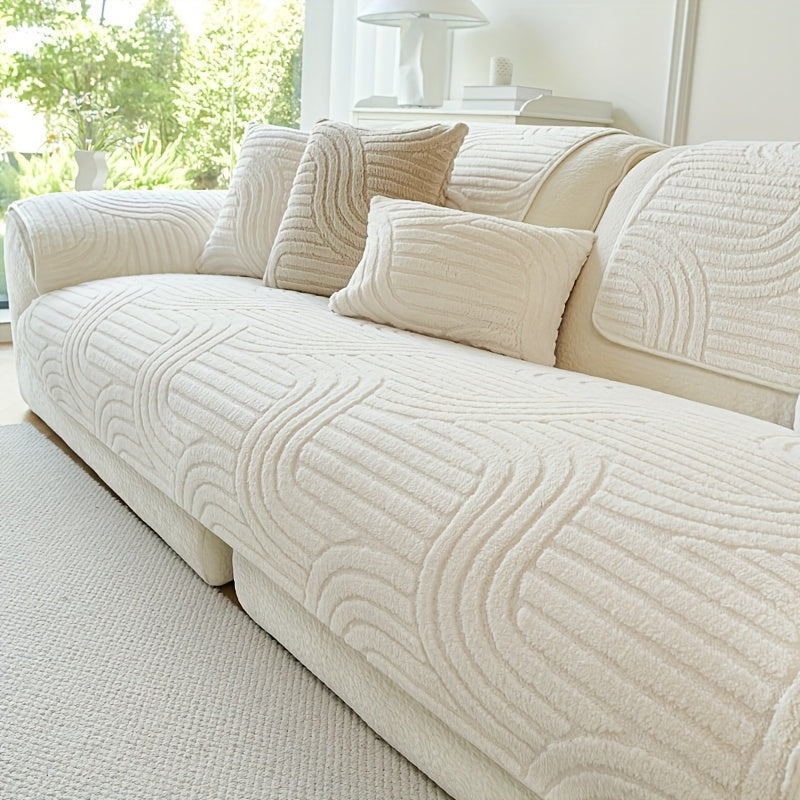 Single Thick Plush Cushion for Sofas, Featuring a Easy And Modern Design, Ideal for Year-Round Use, Providing Warmth During Winter, Made from Comfortable And Pet-Friendly Material, Serves As a Sofa Protector, And Is Suitable for Bedroom, Office