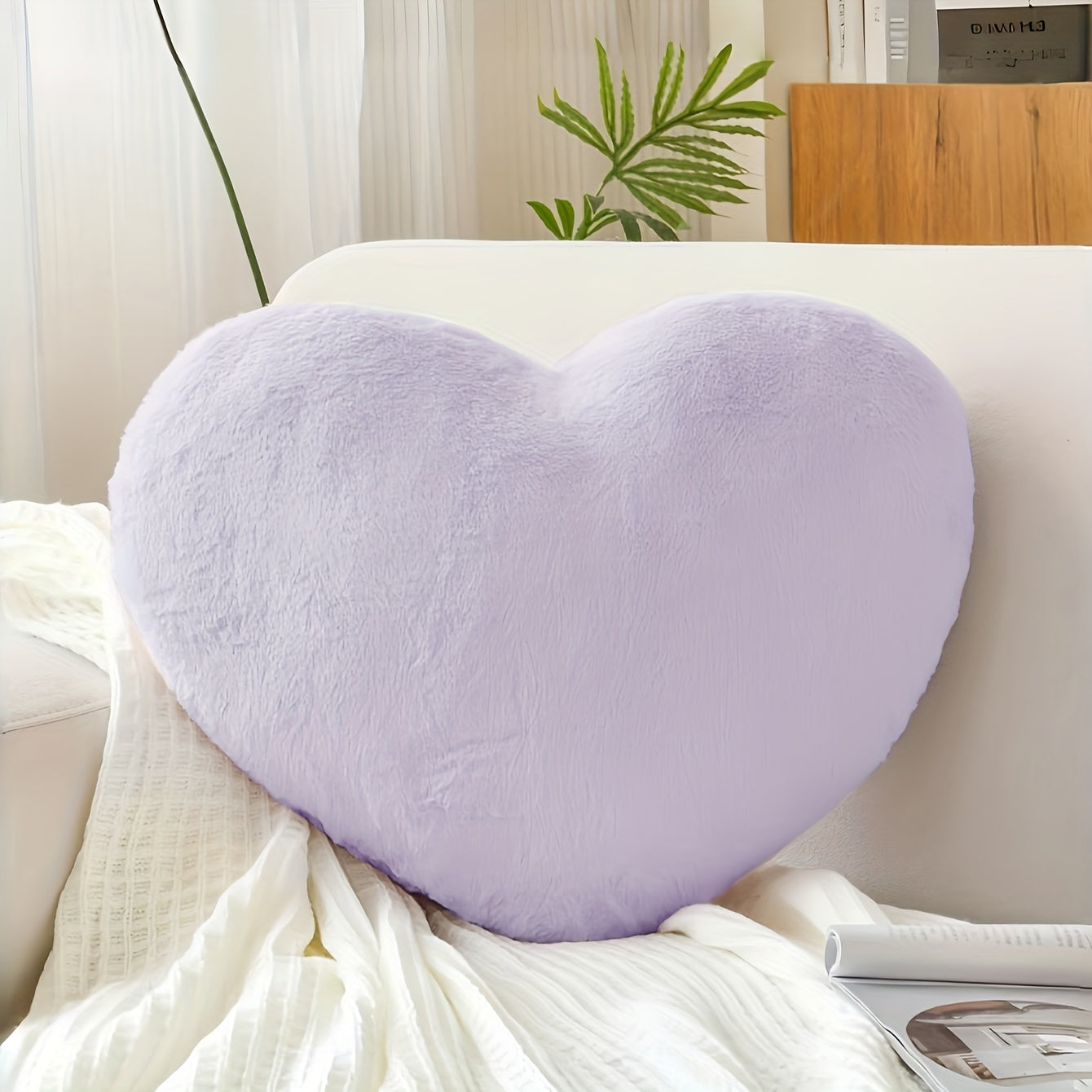 Soft Pink Heart-Shaped Faux Fleece Pillow | Machine Washable Polyester for Indoor, Ideal Valentine Day Gift for Both Men And Women