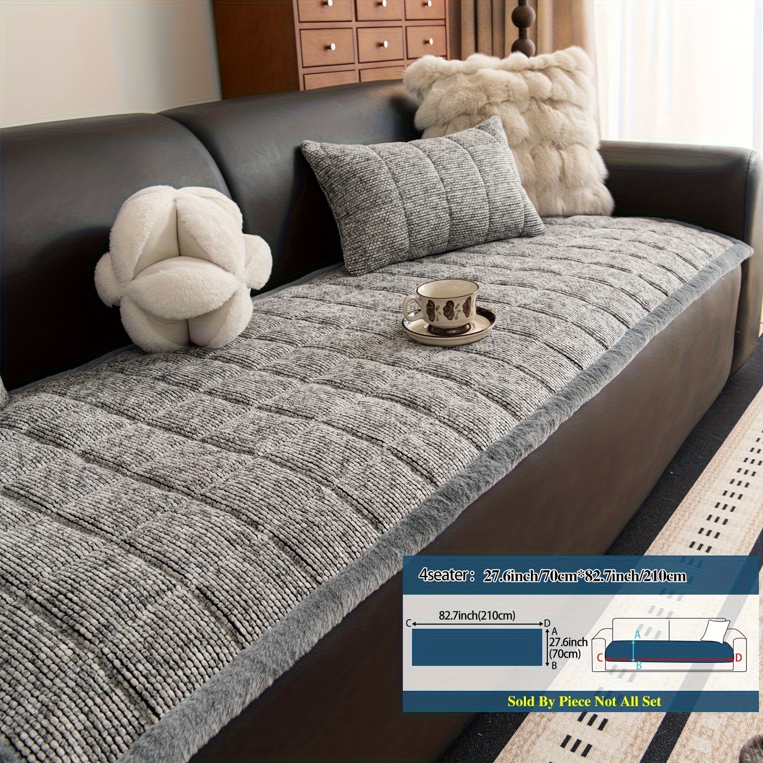 1pc Retro Plaid Thick Chenille Sofa Cushion, Multi-color Optional, Non-slip, Wear-resistant, Skin-friendly And Breathable, to Create A Retro High-end Comfortable Corner for The Living Room