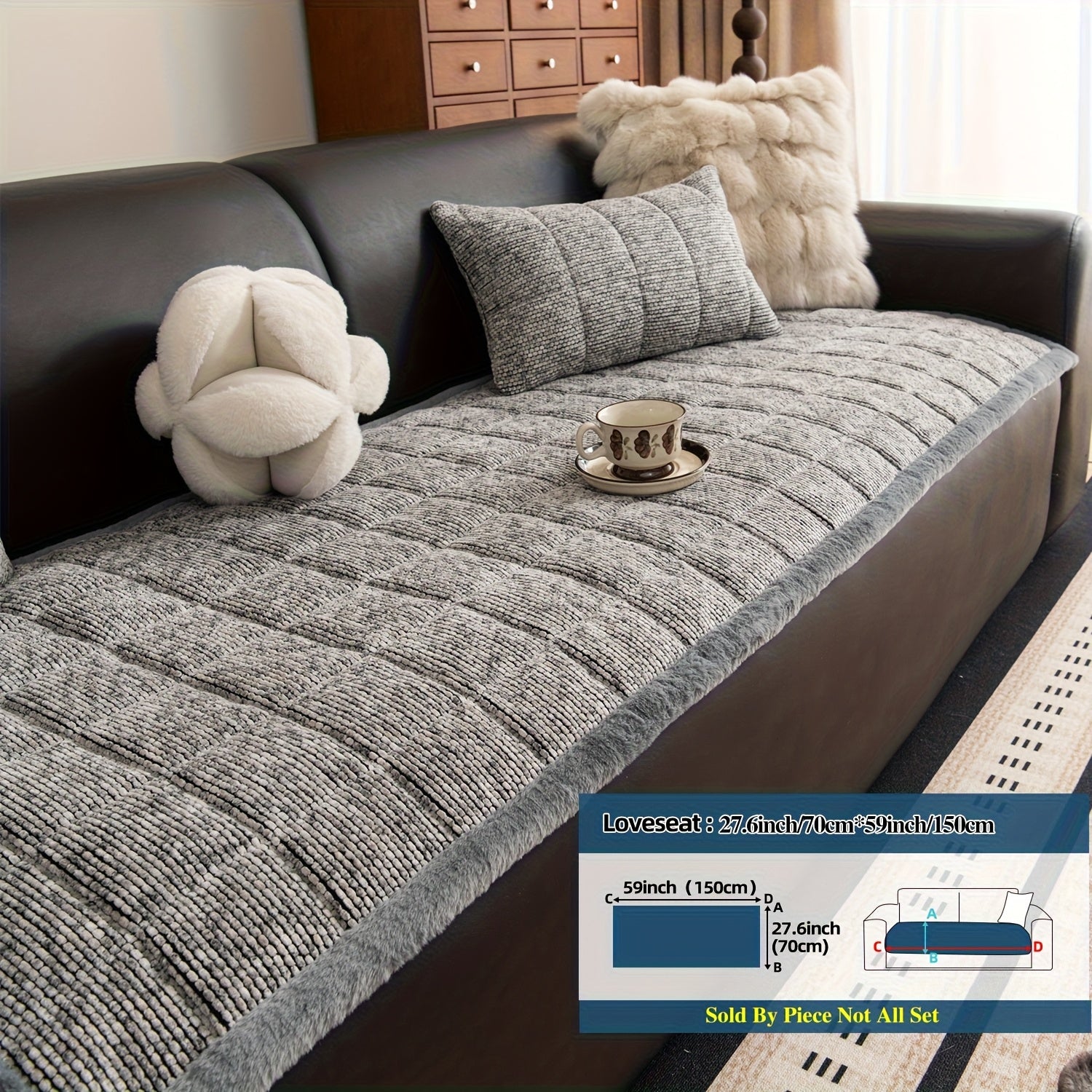 1pc Retro Plaid Thick Chenille Sofa Cushion, Multi-color Optional, Non-slip, Wear-resistant, Skin-friendly And Breathable, to Create A Retro High-end Comfortable Corner for The Living Room