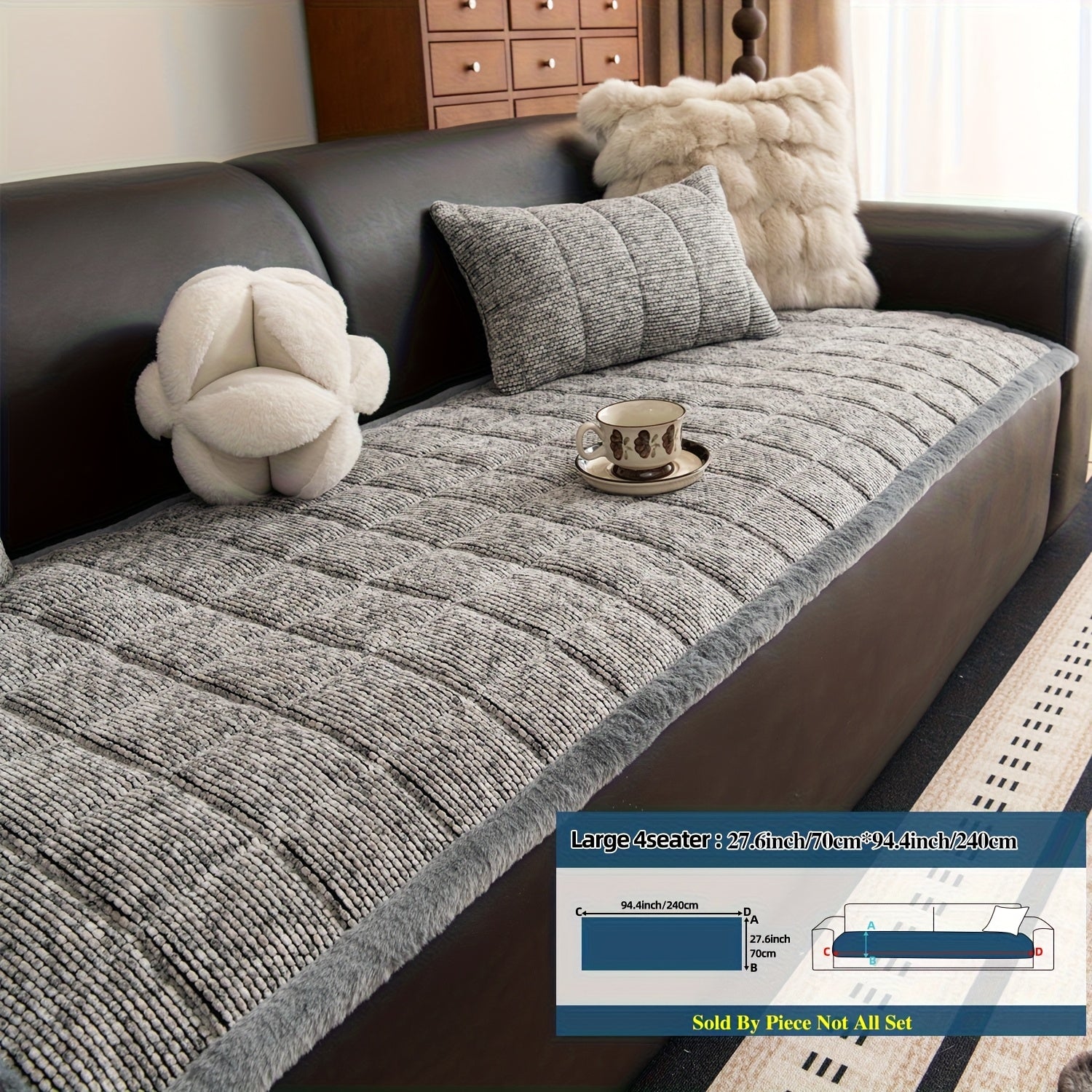 1pc Retro Plaid Thick Chenille Sofa Cushion, Multi-color Optional, Non-slip, Wear-resistant, Skin-friendly And Breathable, to Create A Retro High-end Comfortable Corner for The Living Room