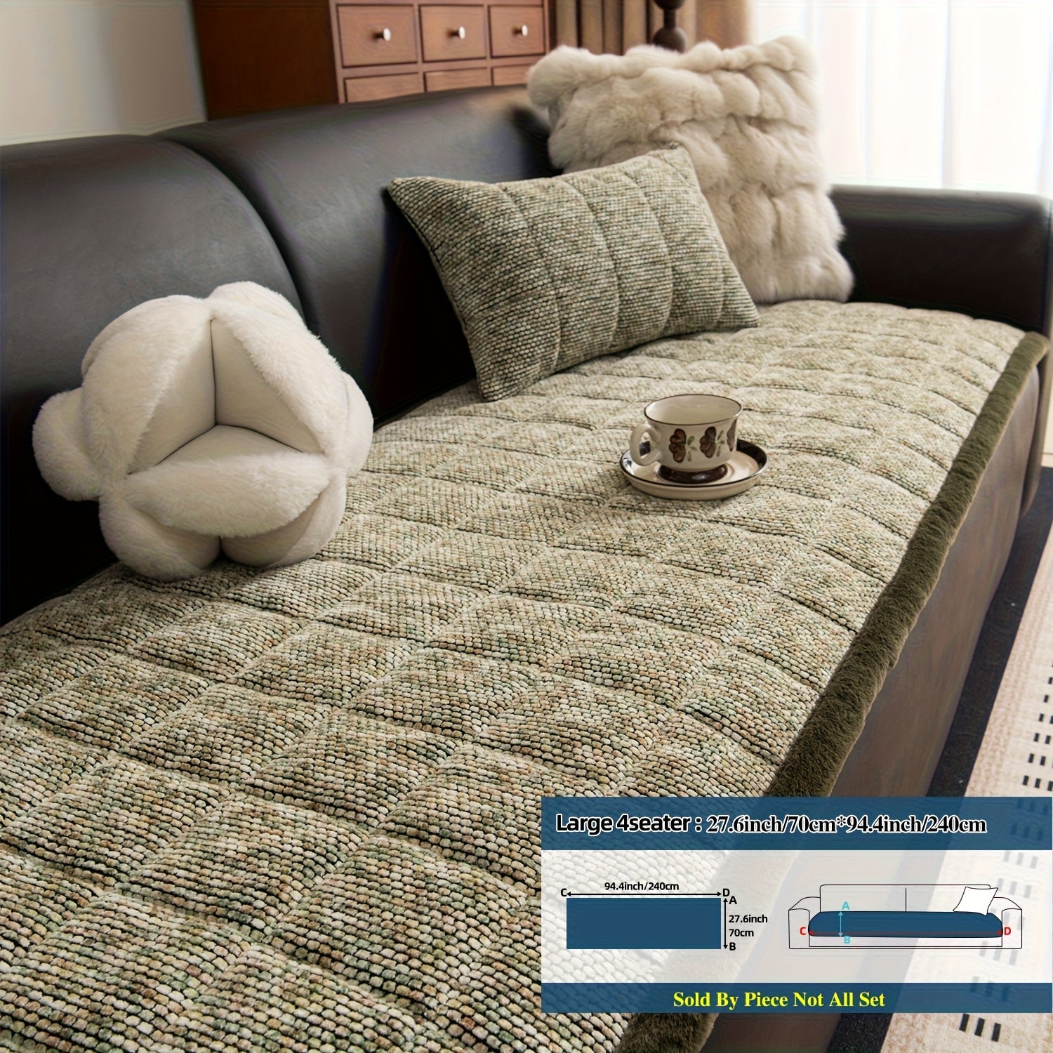 1pc Retro Plaid Thick Chenille Sofa Cushion, Multi-color Optional, Non-slip, Wear-resistant, Skin-friendly And Breathable, to Create A Retro High-end Comfortable Corner for The Living Room