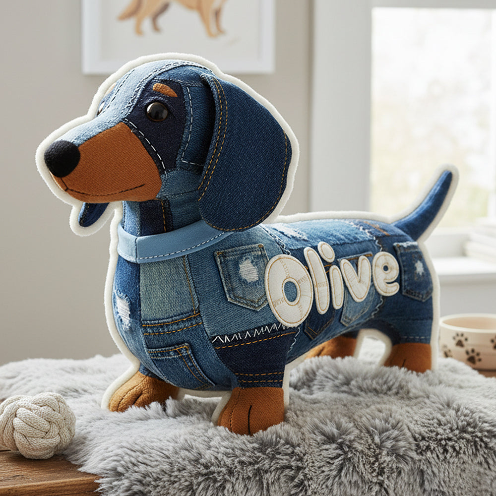 Cute Denim Dog Custom Shape Pillow - Personalized Gifts For Dog Lovers 01pgta021225