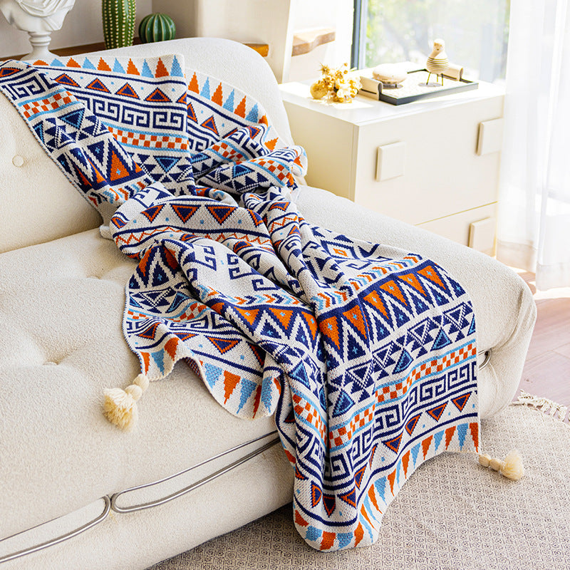 Vintage Bohemian Sofa Blanket Office Nap Thickened Air Conditioning Blanket Single Shawl Mini Blanket