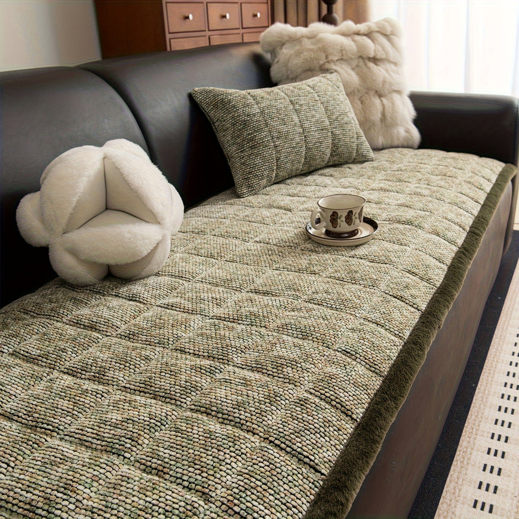 1pc Retro Plaid Thick Chenille Sofa Cushion, Multi-color Optional, Non-slip, Wear-resistant, Skin-friendly And Breathable, to Create A Retro High-end Comfortable Corner for The Living Room