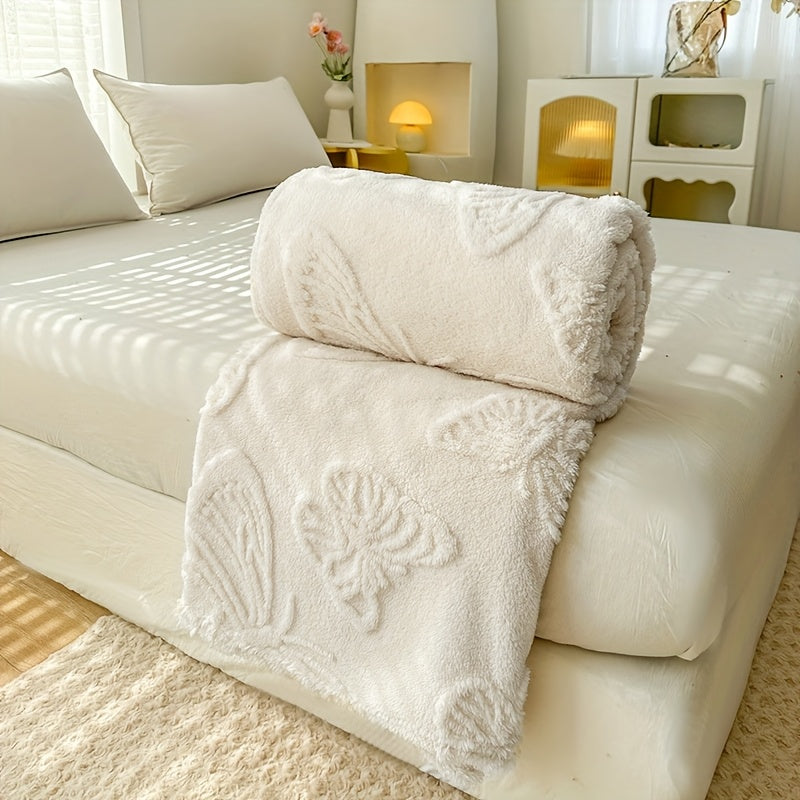 1pc 3D Butterfly Tufted Blanket, Spring And Summer Flannel Fleece Blanket, Bed, Lunch Nap, Couch, Air Conditioning & Office Blanket | Perfect Gift for Women, Men | Available All Seasons | Machine Washable