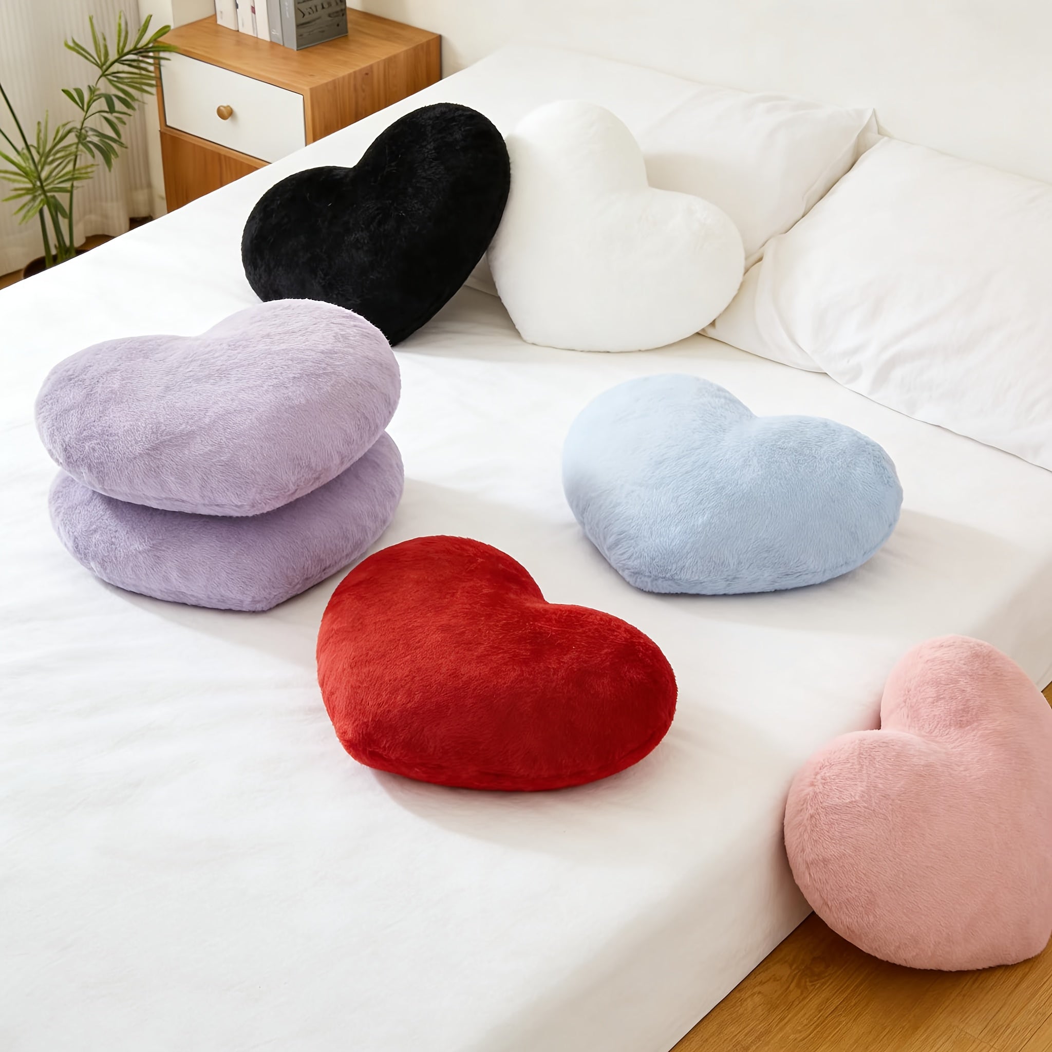 Soft Pink Heart-Shaped Faux Fleece Pillow | Machine Washable Polyester for Indoor, Ideal Valentine Day Gift for Both Men And Women