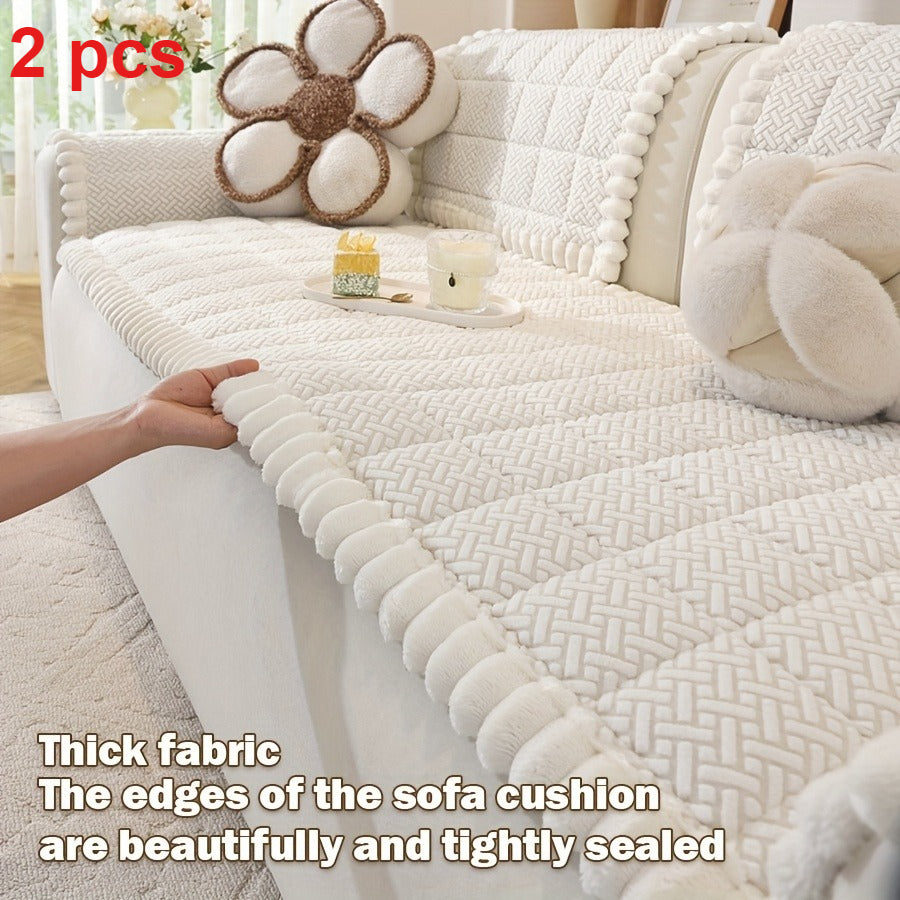 2pcs Non-Slip Sofa Cushion, Layered Polyester Thickened Sofa Cover, Pet-Friendly Warm Seat Pad for Autumn\u002FWinter Season, Home Decor, Suitable for 1\u002F2\u002F3\u002F4-Seater Sofas in Living Room, Dining Area, or Office