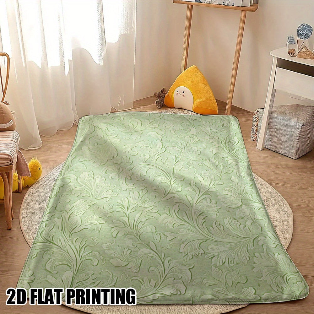 1pc a Vintage Floral Throw Blanket Featuring an Elegant Mint Green Design, Made from Ultra-Soft Flannel. This Decorative Cover Is Perfect for Couches And Beds, Making It a Luxurious Gift for Any Season