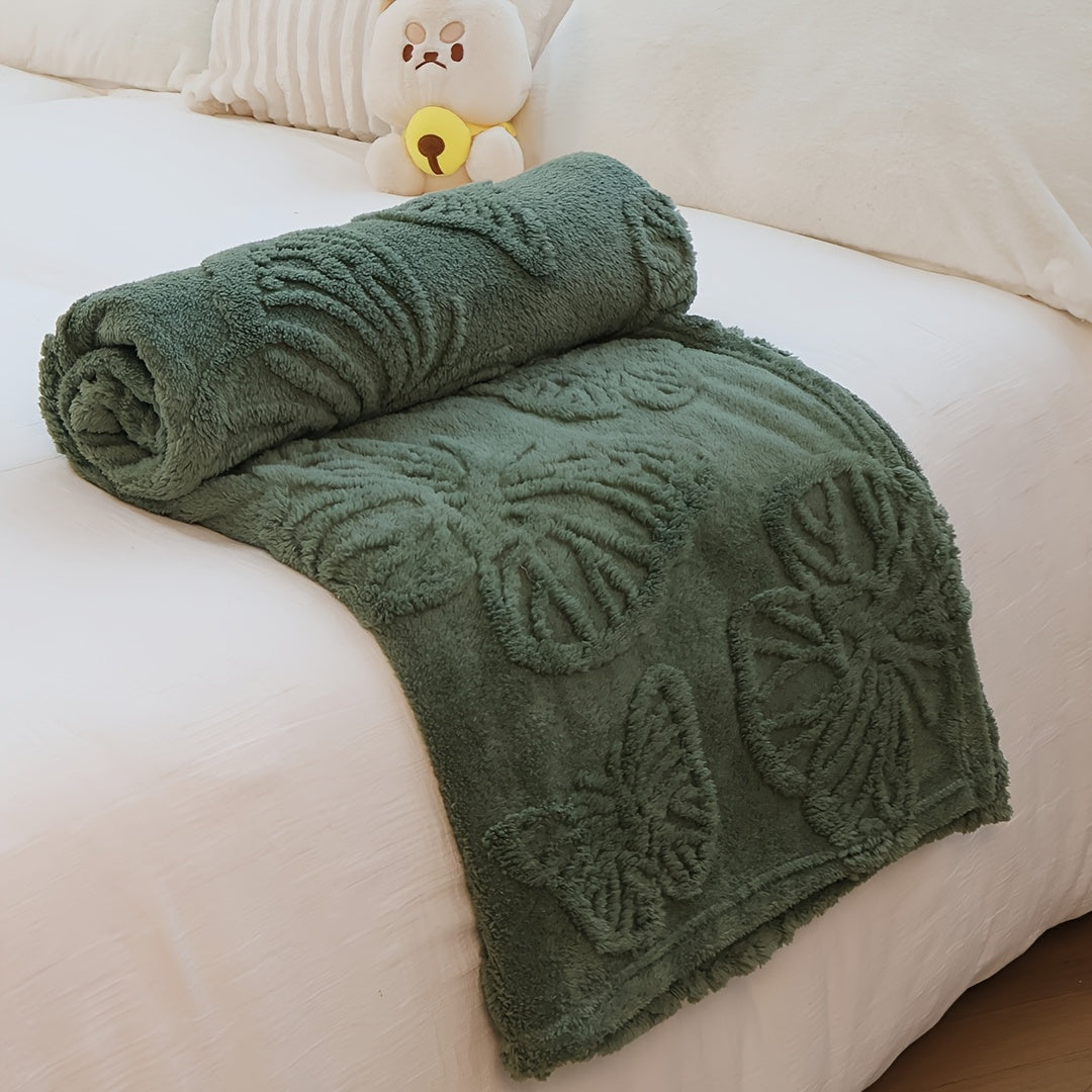 1pc 3D Butterfly Tufted Blanket, Spring And Summer Flannel Fleece Blanket, Bed, Lunch Nap, Couch, Air Conditioning & Office Blanket | Perfect Gift for Women, Men | Available All Seasons | Machine Washable