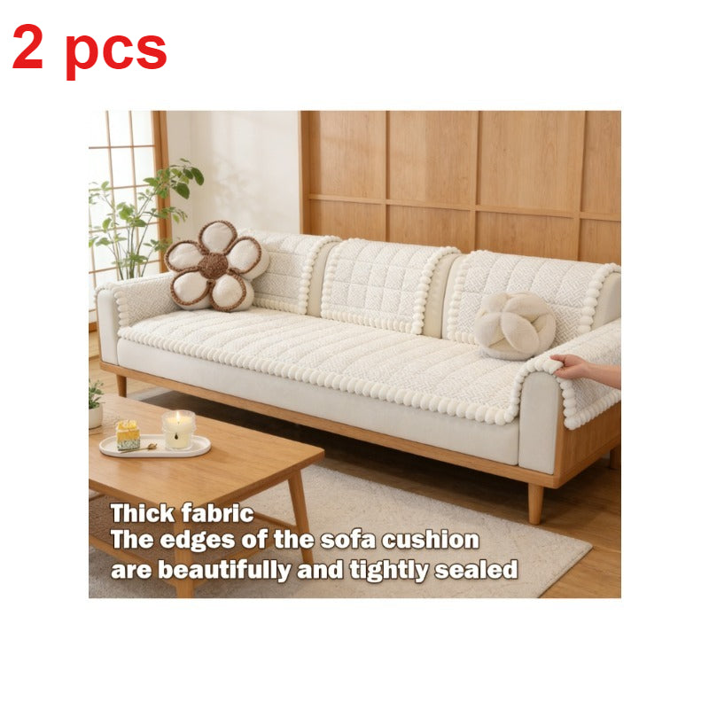 2pcs Non-Slip Sofa Cushion, Layered Polyester Thickened Sofa Cover, Pet-Friendly Warm Seat Pad for Autumn\u002FWinter Season, Home Decor, Suitable for 1\u002F2\u002F3\u002F4-Seater Sofas in Living Room, Dining Area, or Office