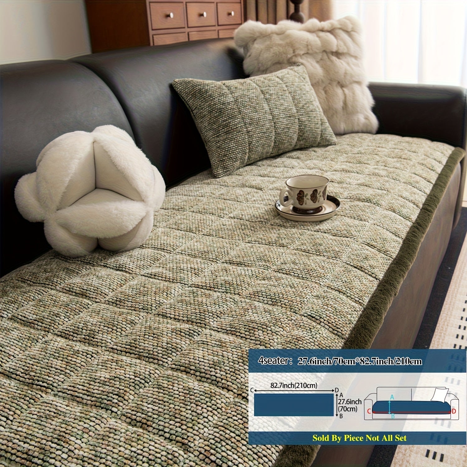 1pc Retro Plaid Thick Chenille Sofa Cushion, Multi-color Optional, Non-slip, Wear-resistant, Skin-friendly And Breathable, to Create A Retro High-end Comfortable Corner for The Living Room