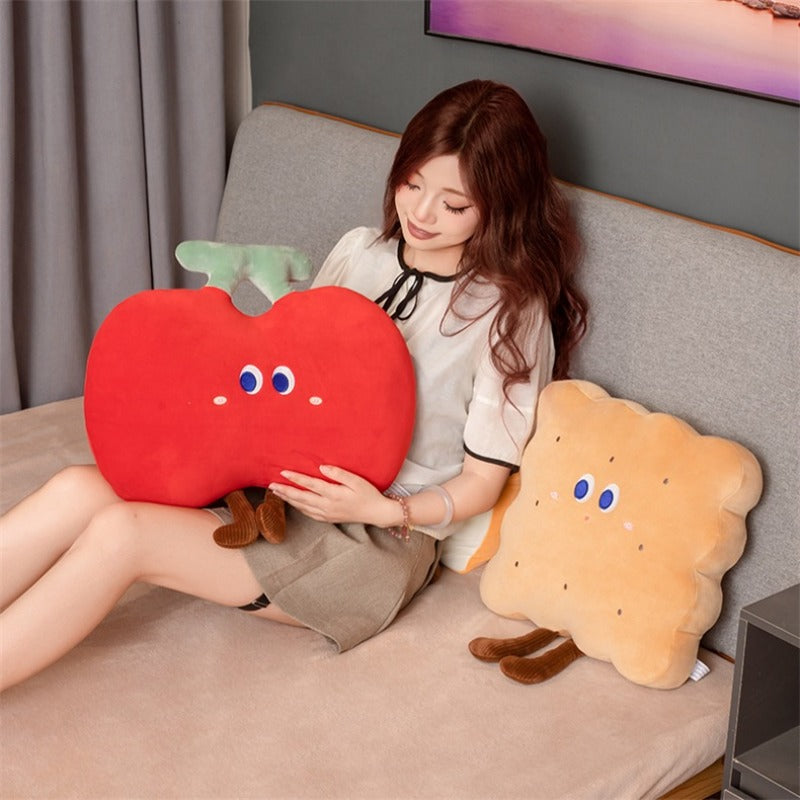 1pc Cute Food-Themed Pillow - Cherry, Mango, Bread & Cookie Doll Stuffed Bedspread Suitable for ' Room,, Themed Decor - Hand Wash Only, Multi-Style Options