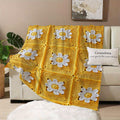 1pc a Flannel Throw Blanket Featuring a Design of Yellow And White Crochet Daisies, Expressing Grandma'S Love to The Moon And Back. This Soft And Cozy Blanket Is Suitable for All Seasons And Can Be Used on a Sofa, Bed
