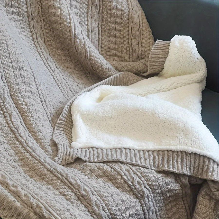 1 Thickened Warm Double-Layer Blanket Sofa Cover, Suitable for Camping and Travel, Office