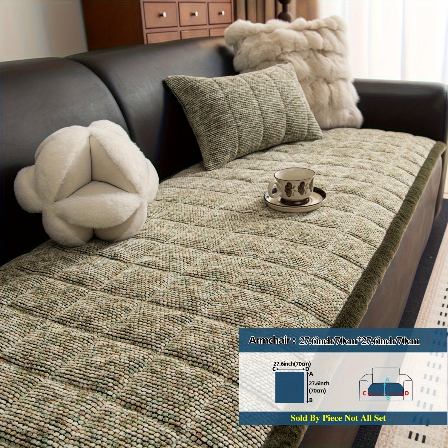 1pc Retro Plaid Thick Chenille Sofa Cushion, Multi-color Optional, Non-slip, Wear-resistant, Skin-friendly And Breathable, to Create A Retro High-end Comfortable Corner for The Living Room