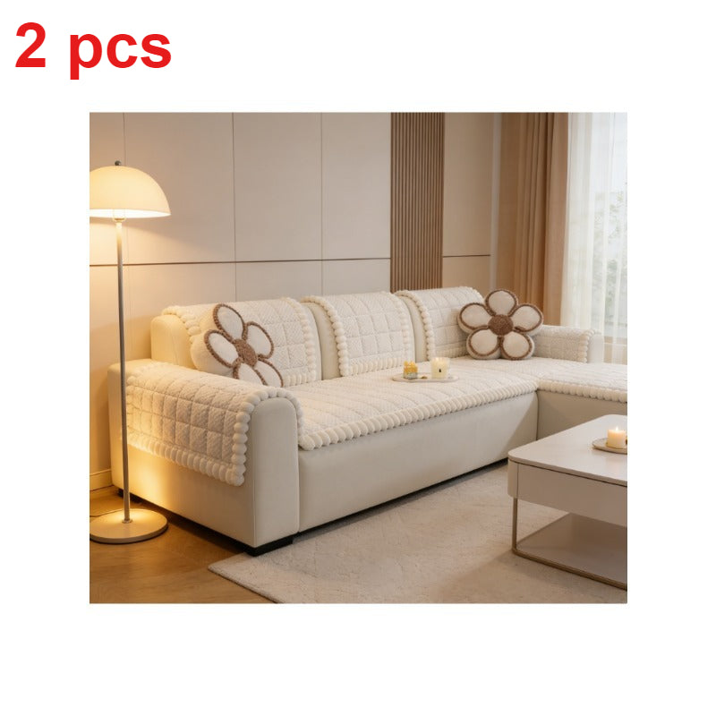 2pcs Non-Slip Sofa Cushion, Layered Polyester Thickened Sofa Cover, Pet-Friendly Warm Seat Pad for Autumn\u002FWinter Season, Home Decor, Suitable for 1\u002F2\u002F3\u002F4-Seater Sofas in Living Room, Dining Area, or Office